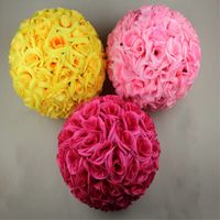 Wholesale 50 CM Dia Elegant Rose Flower Balls Artificial Bouquet Wedding Kissing Ball Centerpiece Decorations White Red Purple Pink Yellow in stock