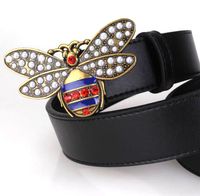 Wholesale 2018 Hot luxury black belts designer belts for men bee pattern belt male chastity belts fashion mens leather belt