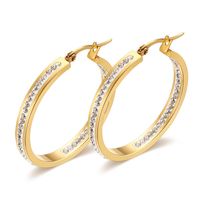 Wholesale Large Crystal Hoop Earrings For Women EURO US Fashion Style Female Wedding Jewelry Stainless Steel Gold Color