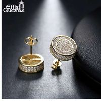 Wholesale Effie Queen Gold Silver Color Stud Earrings Personalized Zirconia Round Earring Jewelry Accessories for Women Hot DE130