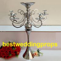 Wholesale Wedding decorative gold metal vase centerpieces trumpet flower vase with large bowl best0280