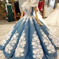 Wholesale Fascinating Fabulous Dubai Wedding Gowns Sparkly Full Sequins Handmade Flowes Off Shoulder Bridal Dress Gorgeous Arabia Wedding Dresses