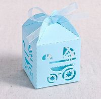 Wholesale Baptism Favor Boxes x2 x2 Laser Cut Gift Boxes for Baby Shower Favors Baptism Decorations First Birthday Party blue