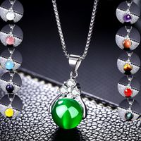 Wholesale 2018 hot sale JEWELS Fashion crystal Silver Natrual Stone silver Pendant Necklaces for Women Genuine Silver Jewelry Gift