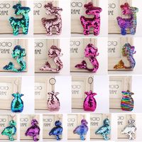 Wholesale 18styles Flamingo Keychain Glitter Pompom Mermaid Sequins Key Ring Gifts for Llaveros Mujer Charms Car Bag pineapple Key Chain GGA952