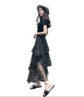 Wholesale Floral chiffon dress summer new fashion two piece suit female Korean version of the ins super fire cake dress
