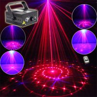 Wholesale Mini Len RB Red Blue Patterns Projector Stage Equipment Light W Blue LED Mixing Effect DJ KTV Show Holiday Laser Stage Lighting L24RB