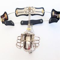 Wholesale Male Chastity Device Adjustable Stainless Steel Curve Waist Chastity Belt with Full Closed Winding Cock Cage Anal Plug BDSM bondage