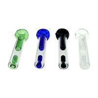 Wholesale 4 Colors Glass Spoon Pipes With Side Carb Hole Inch Length Glass Smoking Water Pipes For Dry Herb Tobacco Bubbler Hand Pipes