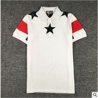 Wholesale Embroidery Star Tshirt European and American Tide Brand Patchwork POLO Shirt Casual Loose Short Sleeved Stand Collar T shirt