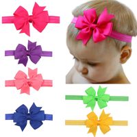 Wholesale 20 Colors Fashion Solid Flowers Baby Headbands Elastic Ribbons Bowknot Infant Hair Accessories Kids Girls Princess Headdress Bands Fabric