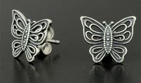 Wholesale 925 Sterling Silver Shimmering Butterfly Charm Earrings with Clear Cubic Zirconia Fits European Pandora Style Charms Jewelry
