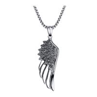 Wholesale Men Choker Stainless Steel Vintage Gothic Feather Angel Wing Pendants Necklace Silver Tone Kettingen Kolye Jewelry quot
