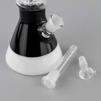 Wholesale Beaker Bong quot Perc Water Pipes Milky Black Oil Rig Glass Pipes for smoking with downstem and glass bowl