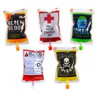 Wholesale Reusable Blood Energy Drink Bag Halloween Party Pouch Props Vampires Clear PVC Food Juice Packaging Bags ml
