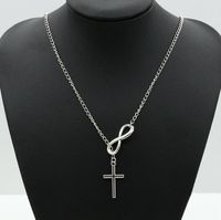 Wholesale Fashion Simple lucky number and cross necklace Silver plated necklace pendant chain Women necklaces jewelry