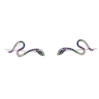 Wholesale New stylish stud earrings colorful cz personality viper snake earrings punk fashion animal studs chic exaggerated women jewelry