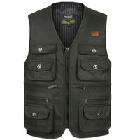 Wholesale Men Large Size S XL Motorcycle Casual Vest Male Multi Pocket Tactical Fashion Waistcoats High Quality Masculino Overalls vest