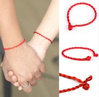 Wholesale 100PCS Fashion Red Thread String Bracelet Lucky Red Green Handmade Rope Bracelet for Women Men Jewelry Lover