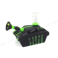 Wholesale Tank bubbler silicone bong beaker base tall unbreable Silicone Water Pipe printing mm joint oil rig glass bong