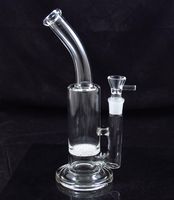 Wholesale Frit disk Glass water bong inch smoke bubbler pipe bend neck for dry herb MM GL