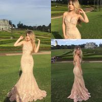 Wholesale Beautiful Sweetheart Crystals Beaded Neckline Long Prom Dresses Lace Flowers Appliqued Mermaid Prom Evening Gowns Corset Back