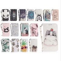 Wholesale 3D Cute Flower Dog Panda Wallet flip PU Leather Covers Cases with Strap for iphone X XS Max XR S Plus Samsung S8 S9 Plus Note