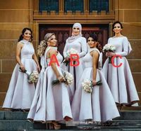 Wholesale Charming Puffy Big Bow Bridesmaid Dresses For Muslim Arabic Women A line Ankle Length Formal Gowns plus size wedding party dress