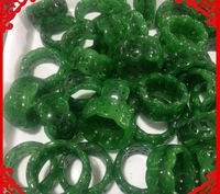 Wholesale Genuine jade hot jade green fingers rings green floating flower dry green carving money