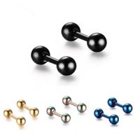 Wholesale Cute Dumbbell Stud Earrings for Girl Boy Korea Fashion Stainless Steel Jewelry For Monday to Friday Five Colors Available