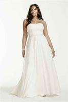 Wholesale Plus Size Beach Wedding Dresses New Custom Made Court Train Sleeveless Strapless Pleats Empire Waist Elegant Chiffon Bridal Gowns W190