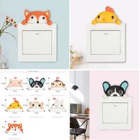 Animal Switch Socket Stickers 3d Fox Dog Pig Cat Wall Panel Stickers Children Bedroom Home Decor Bedroom Parlor Decoration