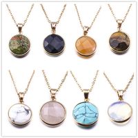 Wholesale Fashion round Natural Stone Turuoise Druzy Necklace gold opal pink crystal drusy necklace for women