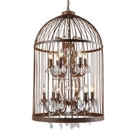 Wholesale American country industrial wind wrought iron crystal bird cage chandelier Nordic retro restaurant clothing store stairs bar lamps