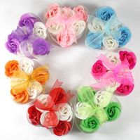 Wholesale New Beautiful Heart Shaped Bicolor Rose Soap Flower box Bath Soap Flower For Romantic Wedding Favor Valentines Day Gifts