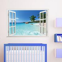 Enorme 3D panorámica exoitic tropical Barco Ventana de Vista Pegatinas De Pared Mural 166