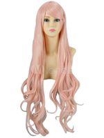 Wholesale Sexy Wpmen Long Pink Natural Wavy Synthetic Cosplay Everyday Party Hair Full Wig