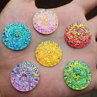 Round Wooden Snowflower Design Buttons 25mm