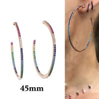 Wholesale Rainbow cz Statement Girl mm Big Hoop Earrings For Women Lady Simple rose Gold Color Punk Large Circle Earring Fashion Jewelry