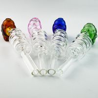 Wholesale Colorful Glass Pyrex Oil Burner Pipes Skull Smoking Spoon Pipes Coil Hand Pipe Tobacoo Tool SW16
