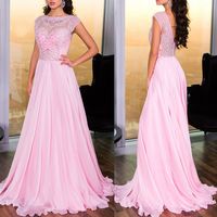 Wholesale Pink Simple Formal Dresses Prom Dresses Teens Fashion Hand Beadings Evening Dress Floor Length Open Back Party Dress