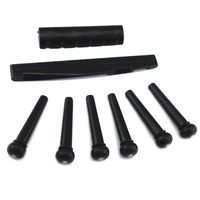 Wholesale 1 Sets Black and White ABS Bridge Pins Saddle Nut Replacement Parts for Acoustic Guitar