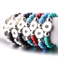 Wholesale 8Styles Snaps Jewelry MM Lava Stone Turquoise Snap Button Bracelet DIY Snap Button Jewelry For women Essential Oil Diffuser Bracelet