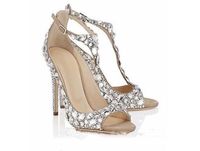 Wholesale Luxury Diamond Wedding Shoes Jeweled Heel Gladiator Sandals Women Rhinestone Crystal Embellished T Strap Summer Party Pumps Open Toe