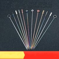 Wholesale Electroplate Color Titanium Fruit Fork Stainless Steel Round Beads Circle Fruits Needle Bartending Cocktail Picks Creative hca J1