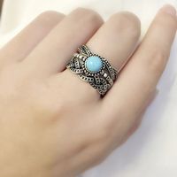 Wholesale Bridal Vintage Round stone Rings Set set for Woman Female Party Band Jewelry Finger Ring girl Gift