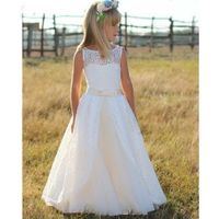 Wholesale Newest White Long Flower Girl Dresses For Weddings New Vestidos daminha Kids Pageant Evening Gowns First Communion Dresses