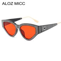 Wholesale ALOZ MICC Fashion Rhinestone Cat Eye Sunglasses Women Luxury Diamond Sun Glasses Female Red Grey Yellow Eyeglasses oculos A405