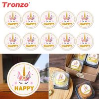 Wholesale Tronzo Unicorn Candy Box Sticker Birthday Party Decorations kids Happy Unicorn Party Gift Box Stickers Packaging Wedding Gifts