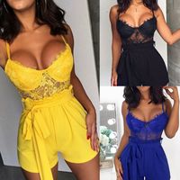 Freizeit Strampler Body Party Club Kleidung Damen Kunstleder Schmal